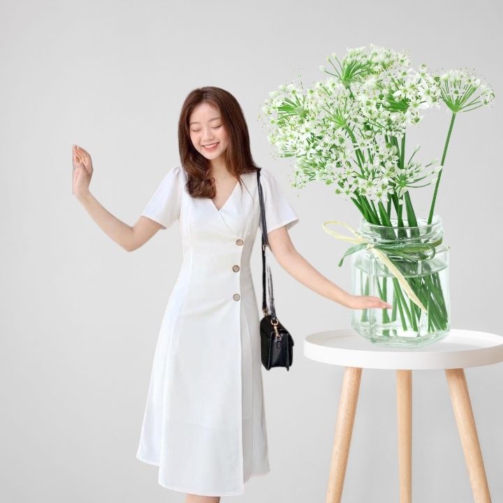 Đầm Công Sở New Design Thiết Kế Váy Chữ A Dài Qua Gối Phong Cách Hàn Quốc Chất Vải Nhập Co Giãn Tốt DA0006
