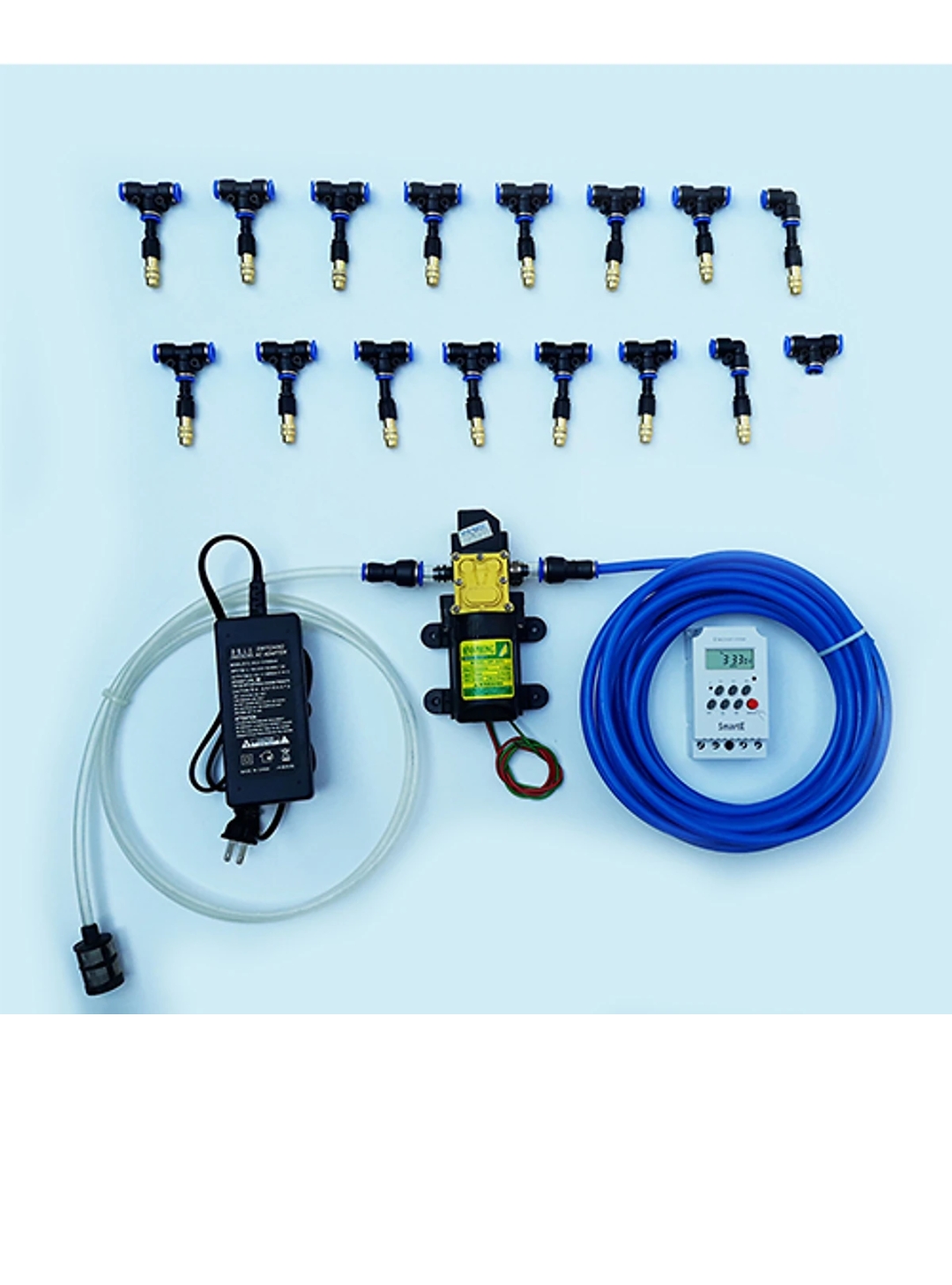 Bộ KIT phun sương tự động có hen giờ 15 béc tưới phun sương đầu đồng