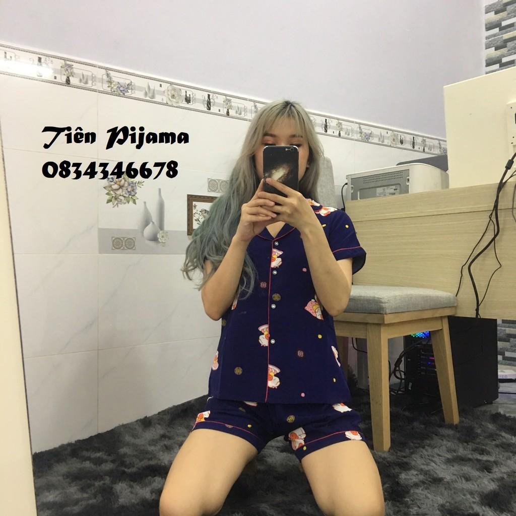 ️Bộ Pijama Lụa Cộc Tay đùi Nữ Cao Cấp Bộ Đồ Ngủ Nữ Mùa Hè  - xanh đen - M-XL