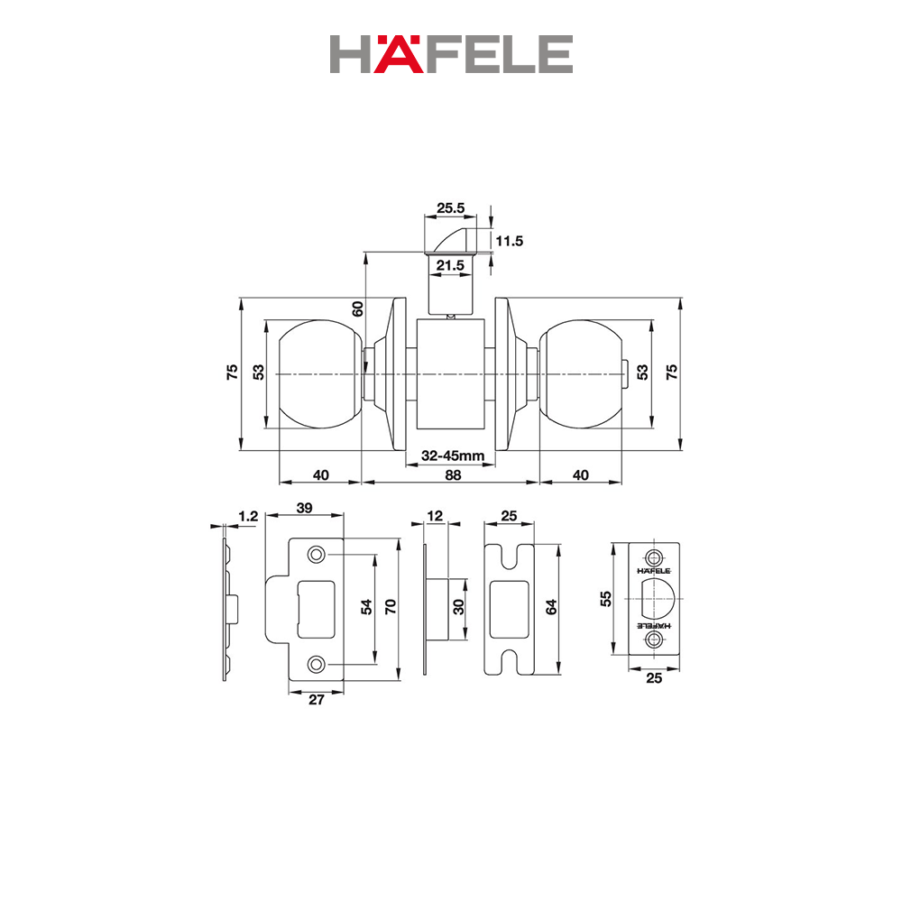 Bộ khóa 3 ổ khóa tròn và chìa chủ Hafele - 489.93.252 (Hàng chính hãng)