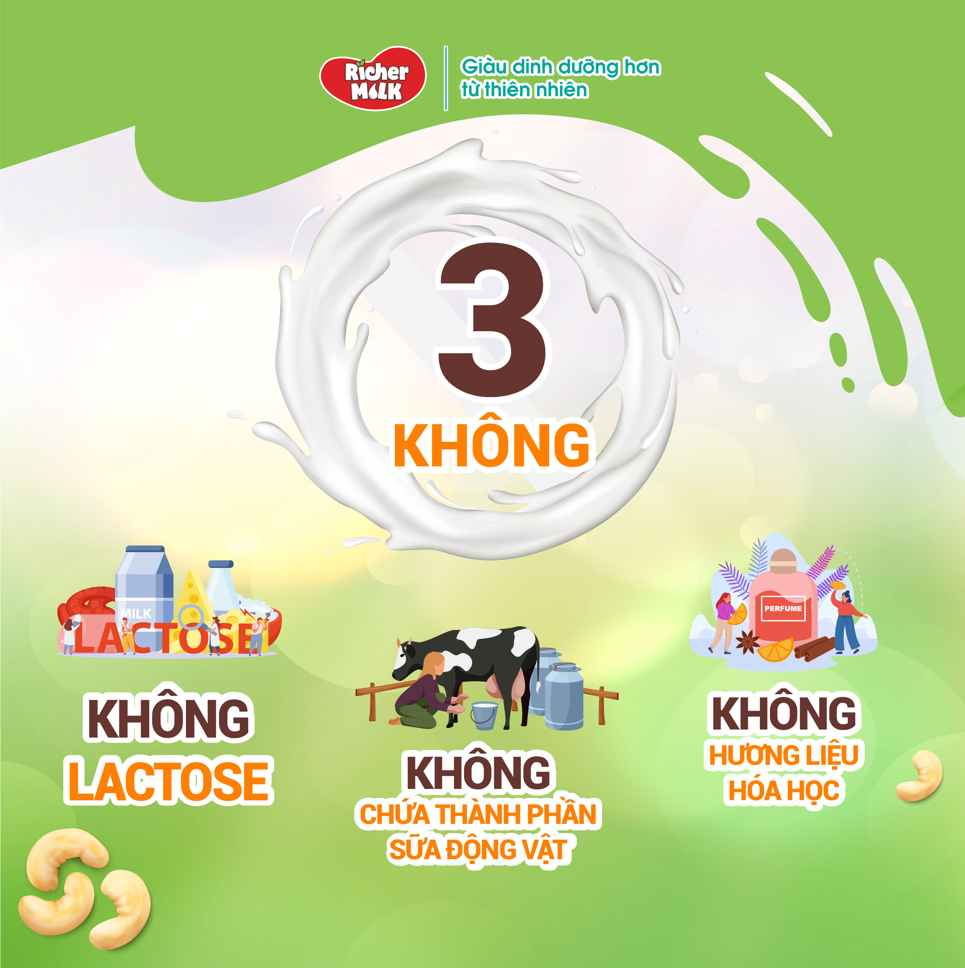 Thùng 48 hộp sữa nhân điều không đường Richer Milk 180ml (180ml x 48)