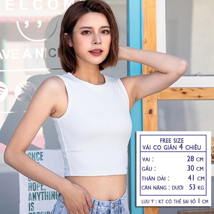 Áo croptop khoét nách nữ , áo ba lỗ crt ôm body nữ thun gân 100% cotton đen trắng rẻ đẹp free size dưới 50 cân