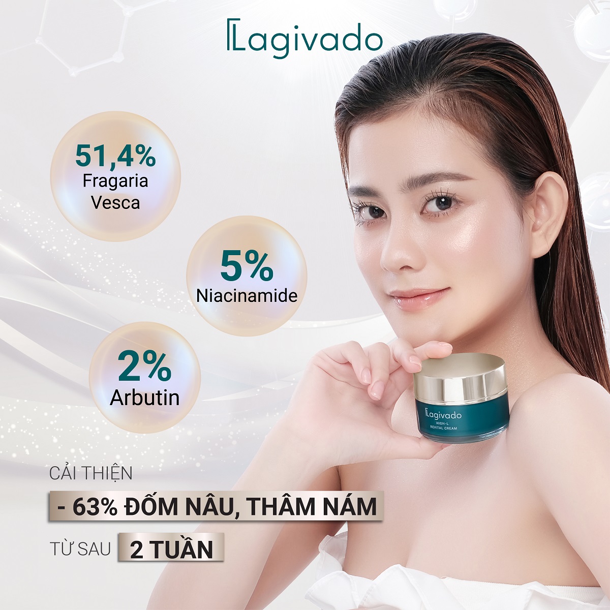 Kem dưỡng mờ thâm nám, đốm nâu Lagivado High-L Revital Cream với Fragaria vesca 51,4% - 50 g