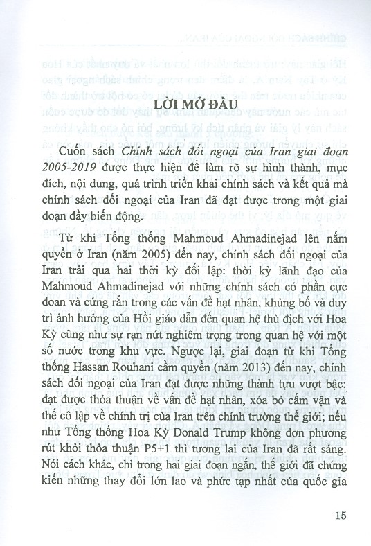 Chính Sách Đối Ngoại Của Iran Giai Đoạn 2005-2019 (Sách Chuyên Khảo)