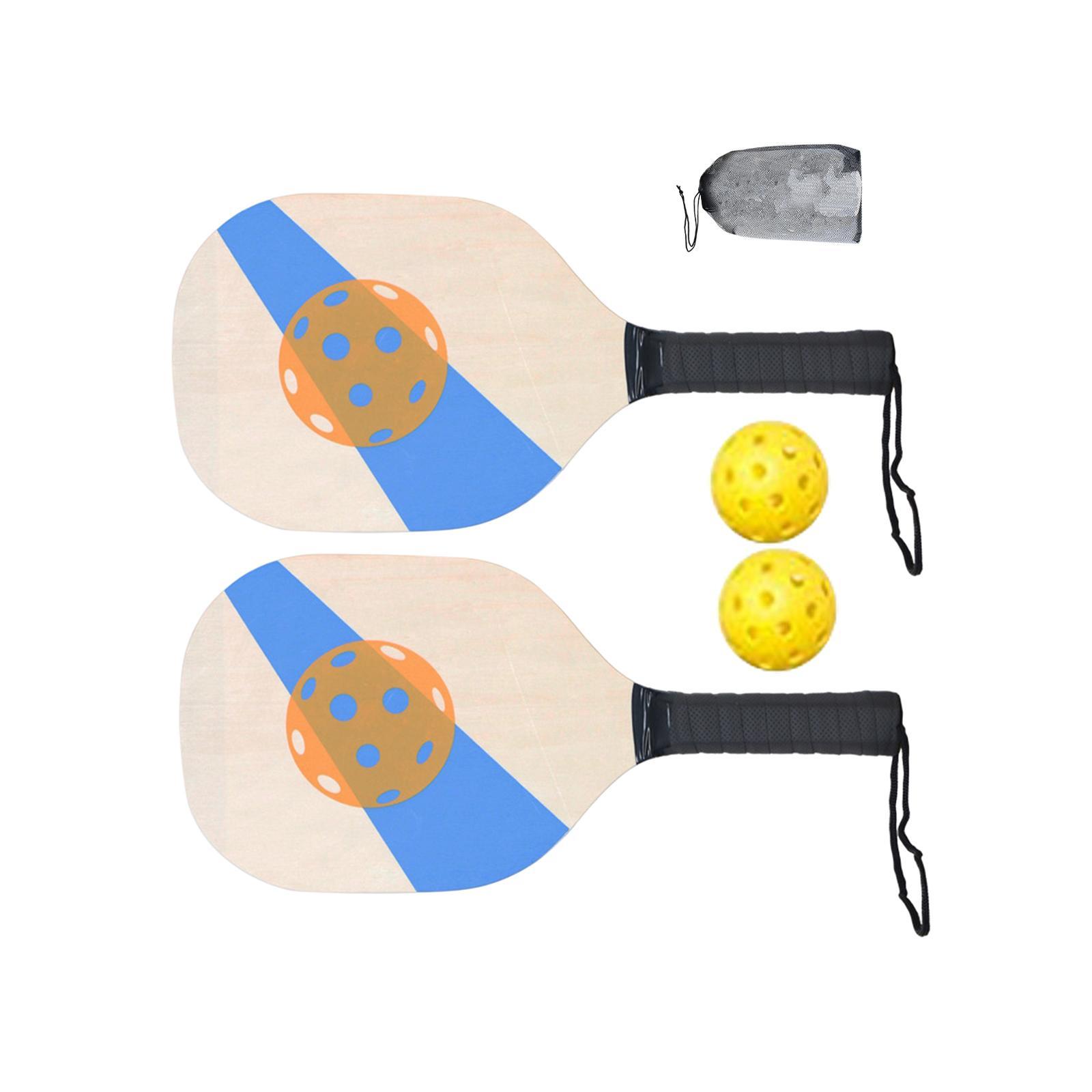 Pickleball Wood Paddle Set Beginner Racket Durable 2 Paddles 2 Pickle Balls