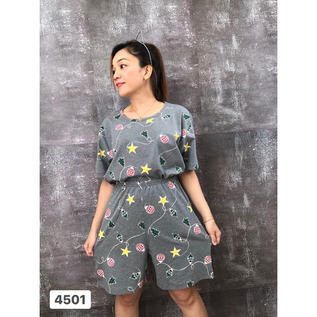 4501 - Xám - Xl - Đồ bộ short BIG SIZE Họa tiết cây thông không túi SN&lt;140