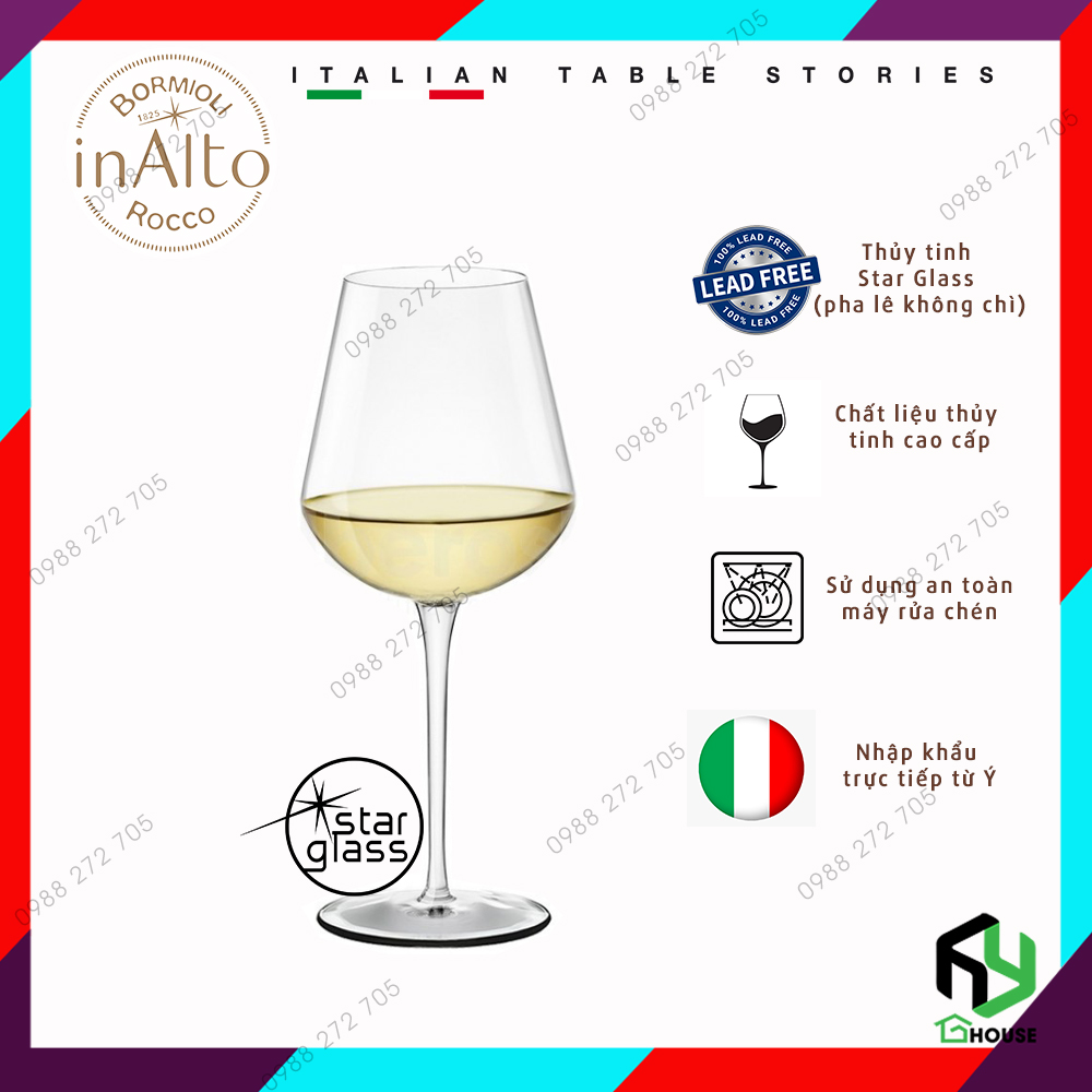 Ly uống rượu vang đỏ, vang trắng cao cấp thủy tinh, wine glass Inalto 470ml - Bormioli Rocco