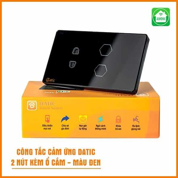 Ổ Cắm Tích Hợp 2 Nút Công Tắc Wifi Hunonic Datic Bật Tắt Từ Xa Trên Điện Thoại &amp; Ra Lệnh Giọng Nói
