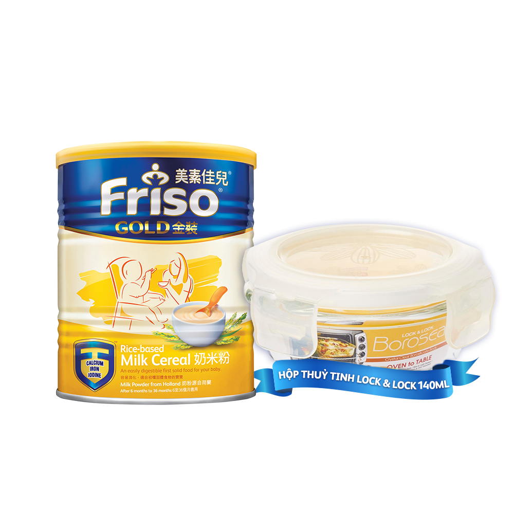 Bột Ăn Dặm Ngũ Cốc Gạo Sữa Friso Gold 300g + Tặng 1 hộp Lock &amp; Lock