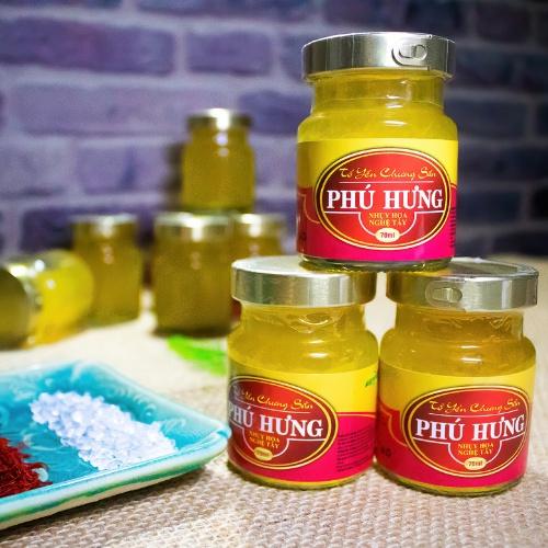 Yến tươi chưng sẵn Vị Saffron, Yến Sào Phú Hưng,vỉ 10 lọ70ml, nguyên chất, không chất bảo quản