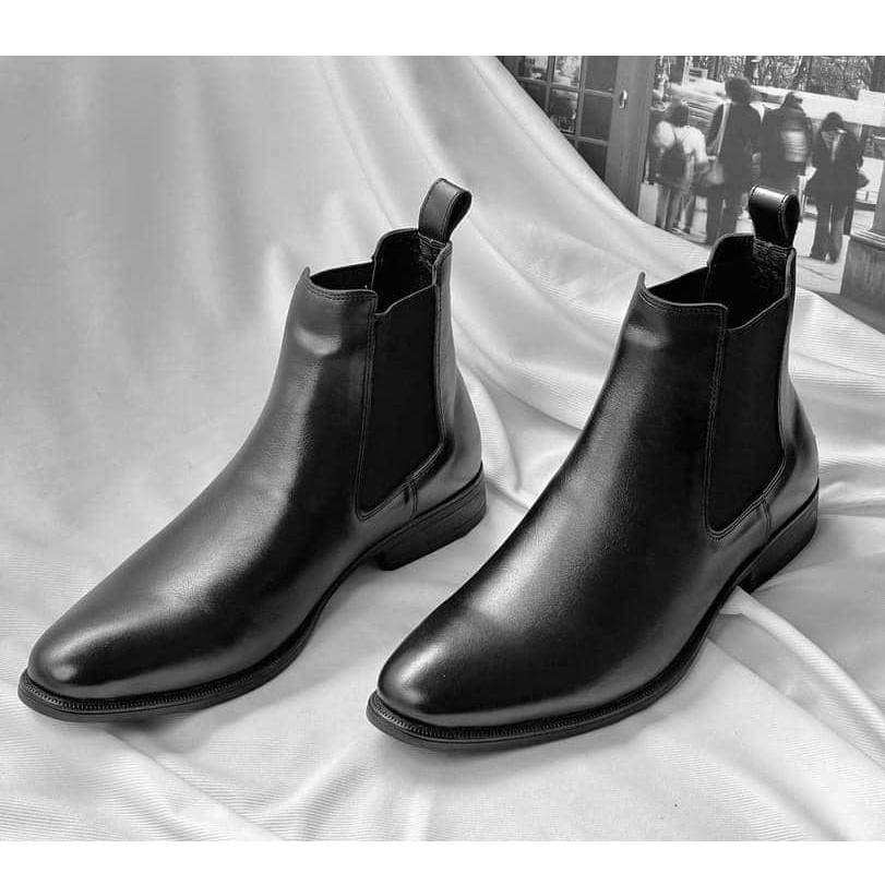 Giày Boots Nam Chelsea Boot Cao Cổ Classic MALTRIK Da Bò Thật Trơn Xịn Không Nhăn Màu Đen tặng kèm độn đế