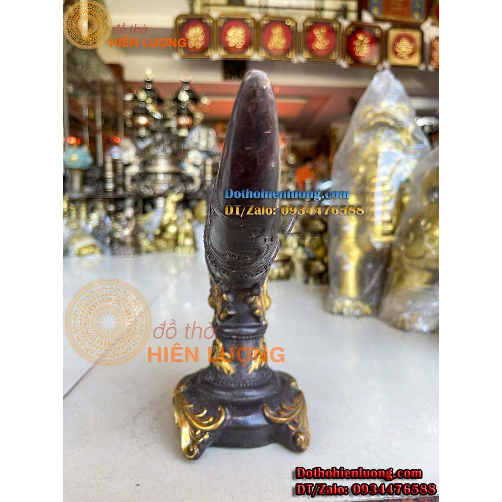 Biểu Tượng Tù Và Chữ Phúc Có Đế Bằng Đồng Màu Giả Cổ Đẹp