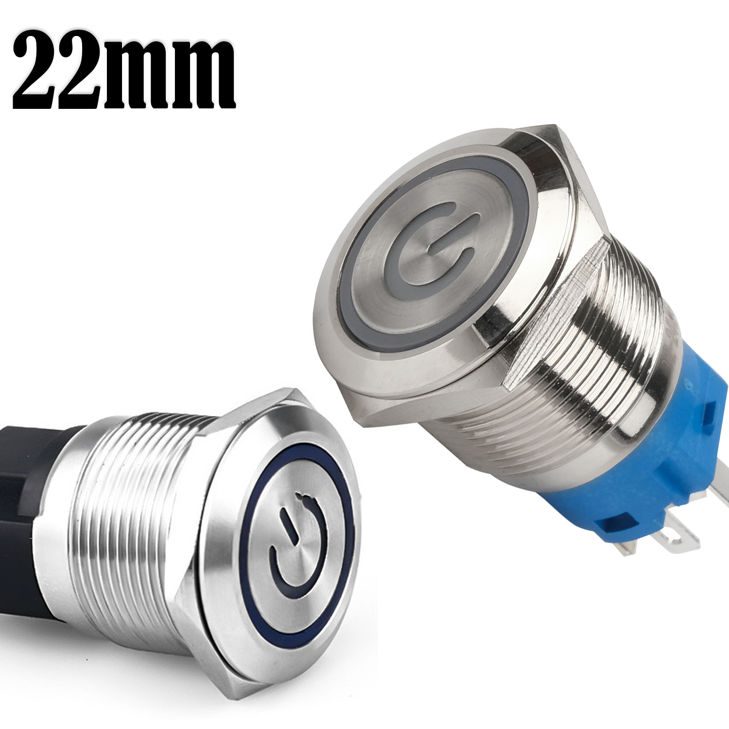 Công tắc nguồn Inox nhấn giữ tự khóa 22mm, Self-Lock Chịu nhiệt, Chống thấm nước