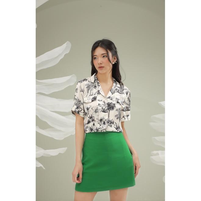 Áo sơ mi lụa dáng suông, nhiều hoạ tiết, cổ 2 ve, tay lỡ, chất liệu nhẹ mát CLARA MARE Summer Vibe Blouse BLS4001