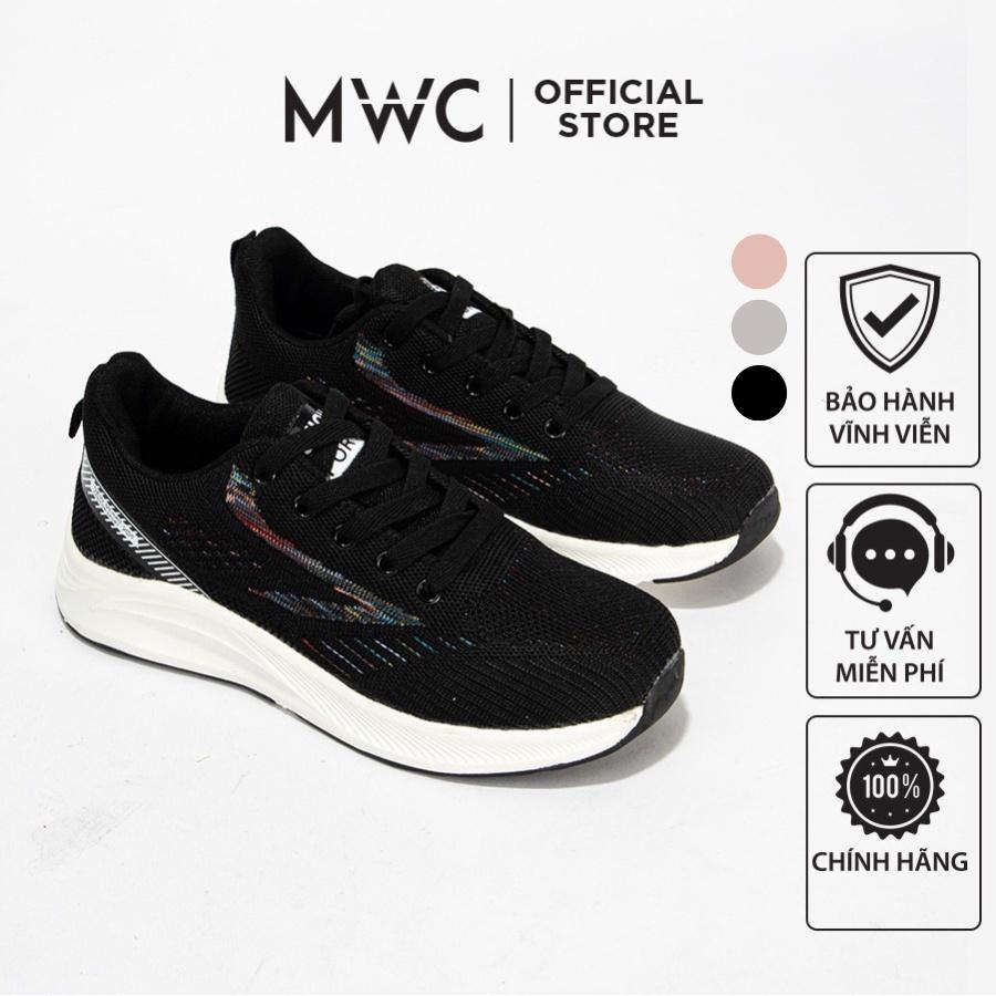 Giày MWC 0718 - Giày Thể Thao Nữ, Giày Sneaker Vải Dệt Màu Đen Hồng Xám