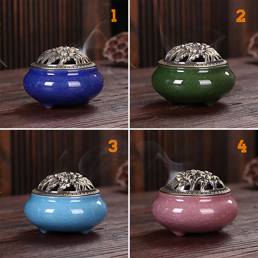 Lư xông trầm hương đỉnh đốt nhang gốm sứ