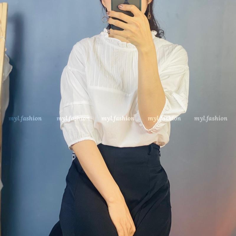 Áo cộc babydoll phom rộng xếp ly ngực - myl.fashion
