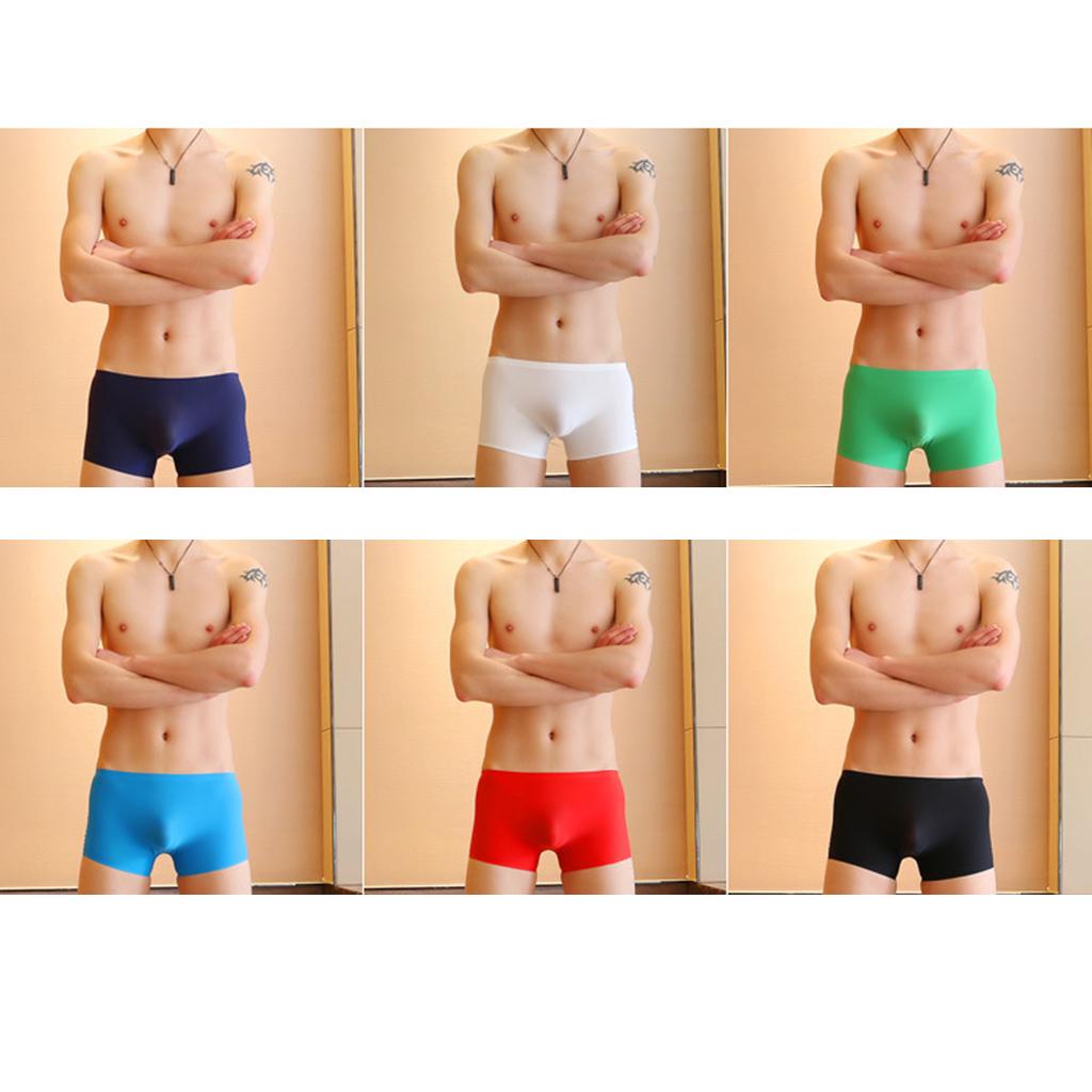 Men's Solid Color Boxer Briefs Underwear Underpants Swimwear Trunks M-2XL