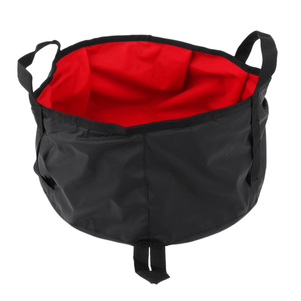 8L Camping Hiking Folding Wash Basin Bucket Travel Water Storage Bag red