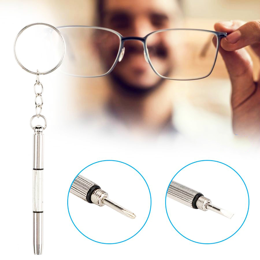 Bộ tua vít sửa mắt kính, tua vít 3 trong 1 thiết kế móc khóa đa dụng PK1