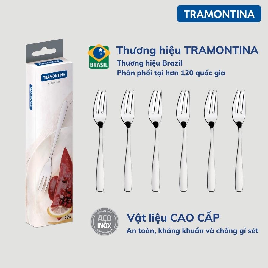 Combo 2 Thìa Dĩa Gồm 1 Bộ 6 Món Thìa Cafe và 1 Bộ 6 Món Dĩa TRAMONTINA Chất Liệu Thép Không Gỉ Sản Xuất Tại BRAZIL - Hàng Chính Hãng