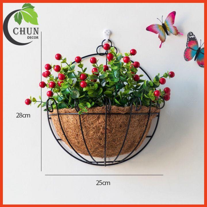 Giỏ Hoa Treo Tường Hoa Trang Trí Nhà Cửa Ban Công Lối Đi Sân Vườn Tặng Móc Treo