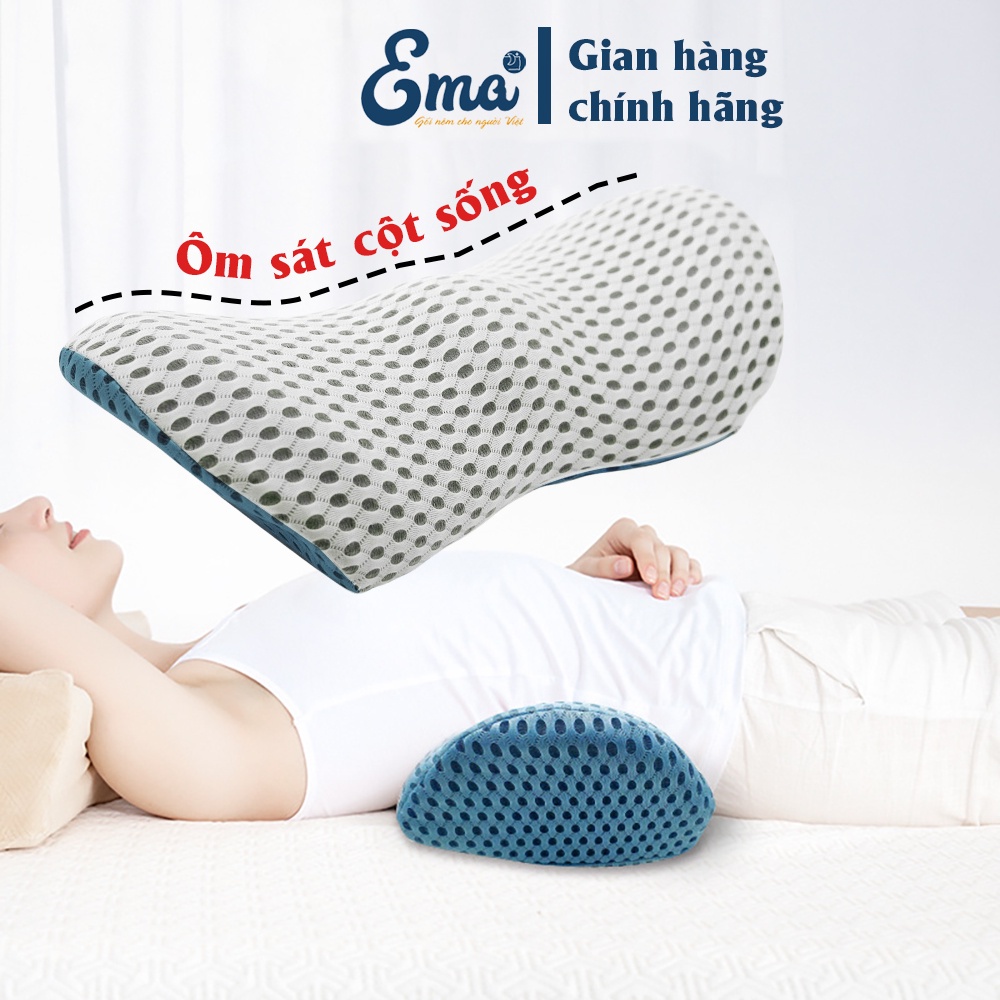 Gối kê lưng Ema cho người đau mỏi thắt lưng, thoát vị đĩa đệm, bà bầu, người cao tuổi, dân văn phòng