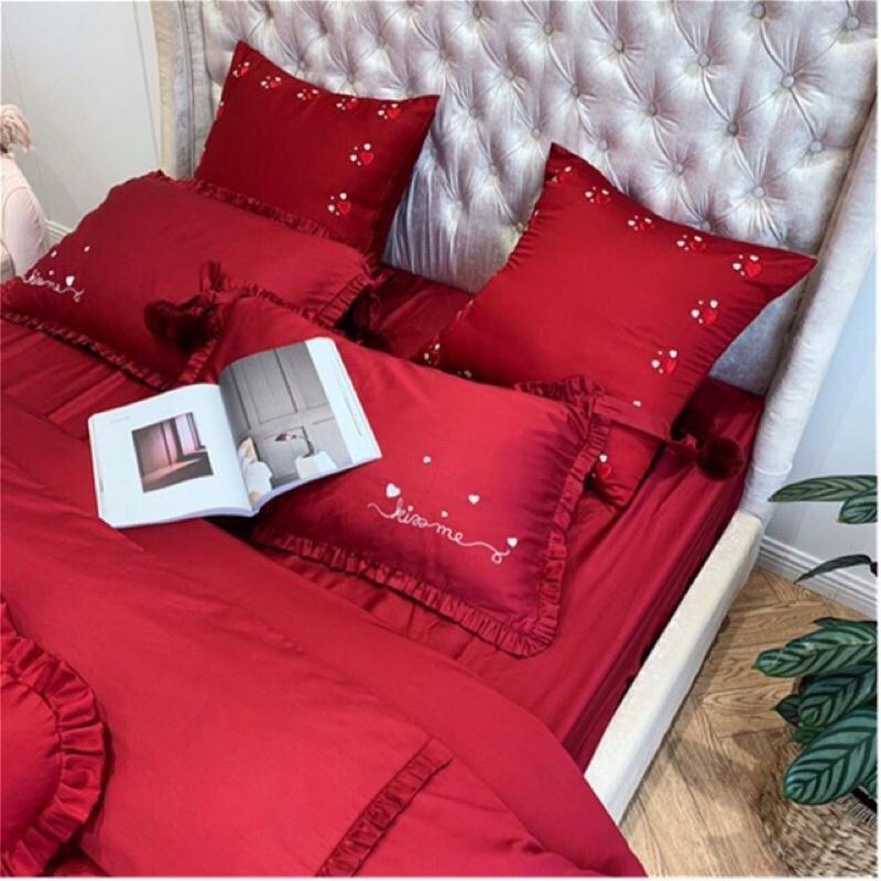 Bộ ga gối vỏ chăn lụa thêu cao cấp 7 món