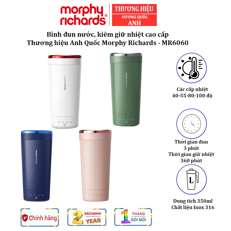 Bình Đun Nước Kiêm Giữ Nhiệt 2 Trong 1 Cao Cấp Morphy Richards Mr6060 Cảm Biến Nhiệt Độ Ntc Thermistor Công Suất 60 - 350W - Hàng Nhập Khẩu - Màu Xanh Navy