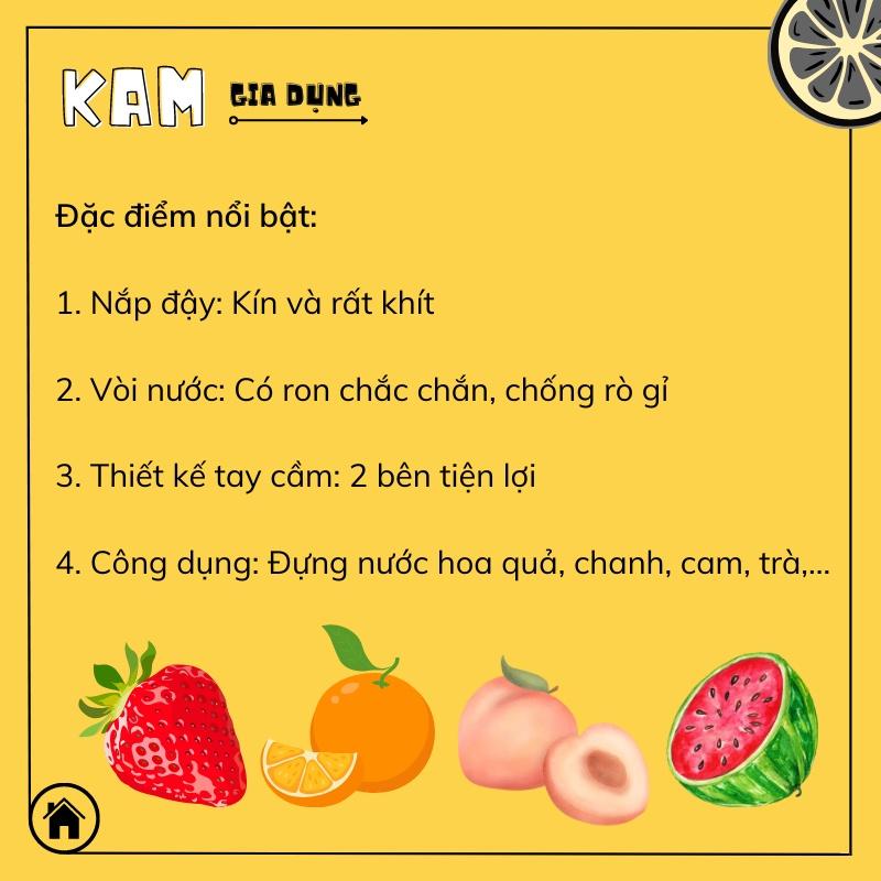 Bình nước có vòi, bình nước để trong tủ lạnh, dung tích 3,5L | Gia dụng KAM
