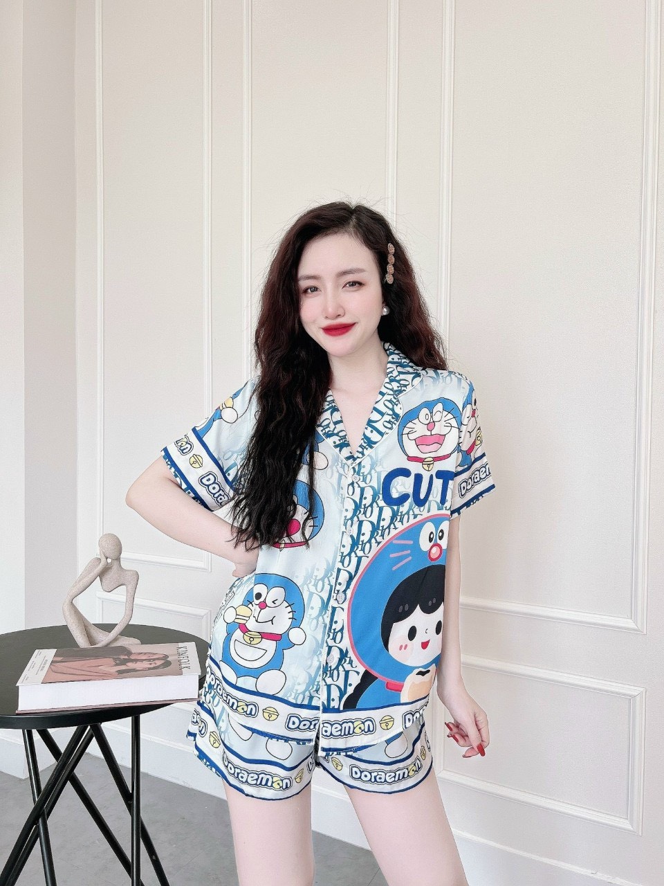 Bộ đồ ngủ Doraemon siêu dễ thương dưới 60kg dành cho nữ