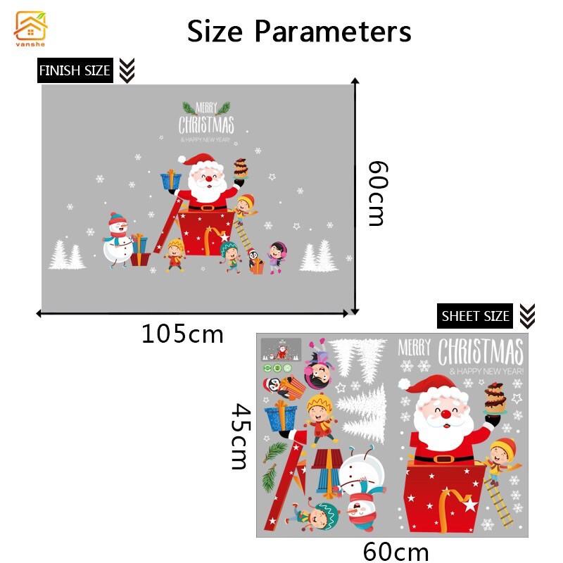 Decal trang trí Noel - Ông già Noel hộp qà đỏ