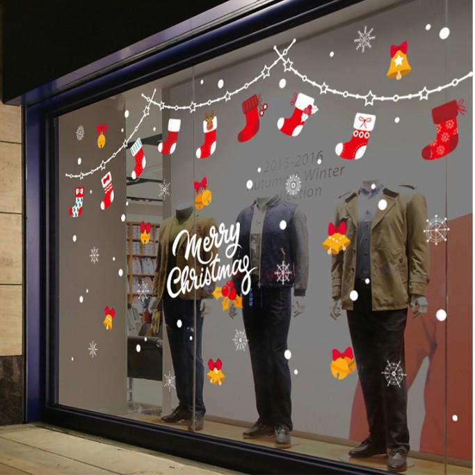 Decal trang trí noel rèm dây vớ