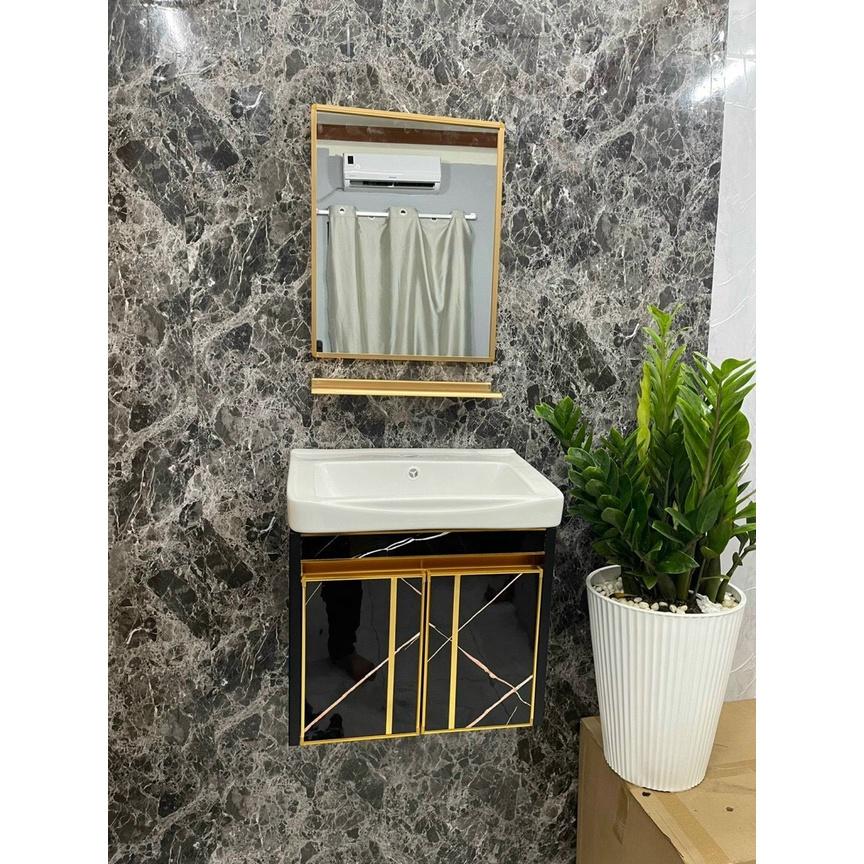 BỘ COMBO 4 MÓN TỦ + LAVABO 9 GƯƠNG VUÔNG + KỆ