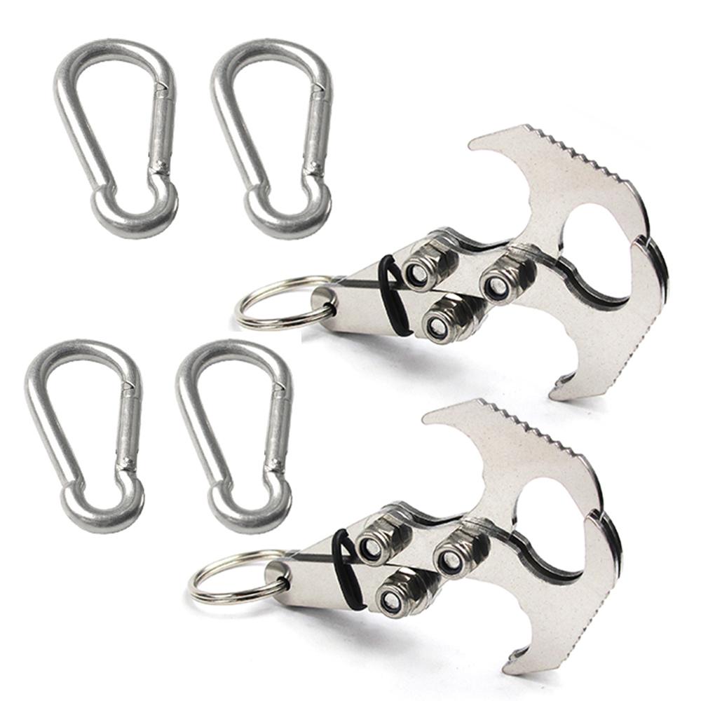 Bộ 2 móc trọng lực và khóa carabiner bằng vật liệu thép không gỉ, Thích hợp cho cắm trại,