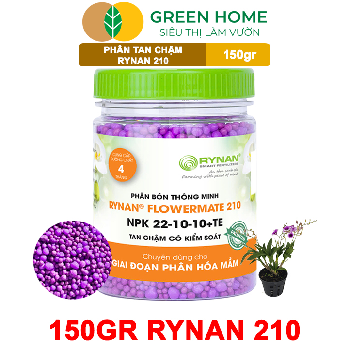 Phân Bón Thông Minh Rynan GreenHome, Hũ 150gr, Giải Pháp Dinh Dưỡng Tan Chậm Cho Lan Và Cây Cảnh