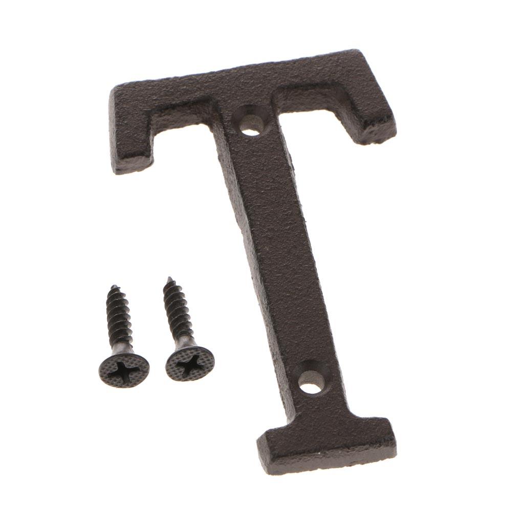 2Pcs Letter T & O Rustic Cast Iron Home House Letter Black Easy Install