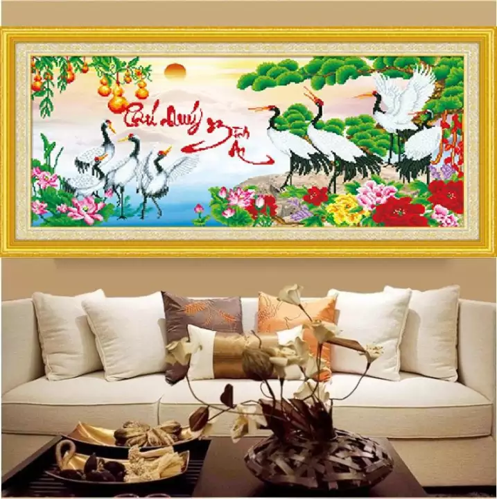 Tranh đính đá phú quí bình an LV358 117 x 58 cm chưa đính