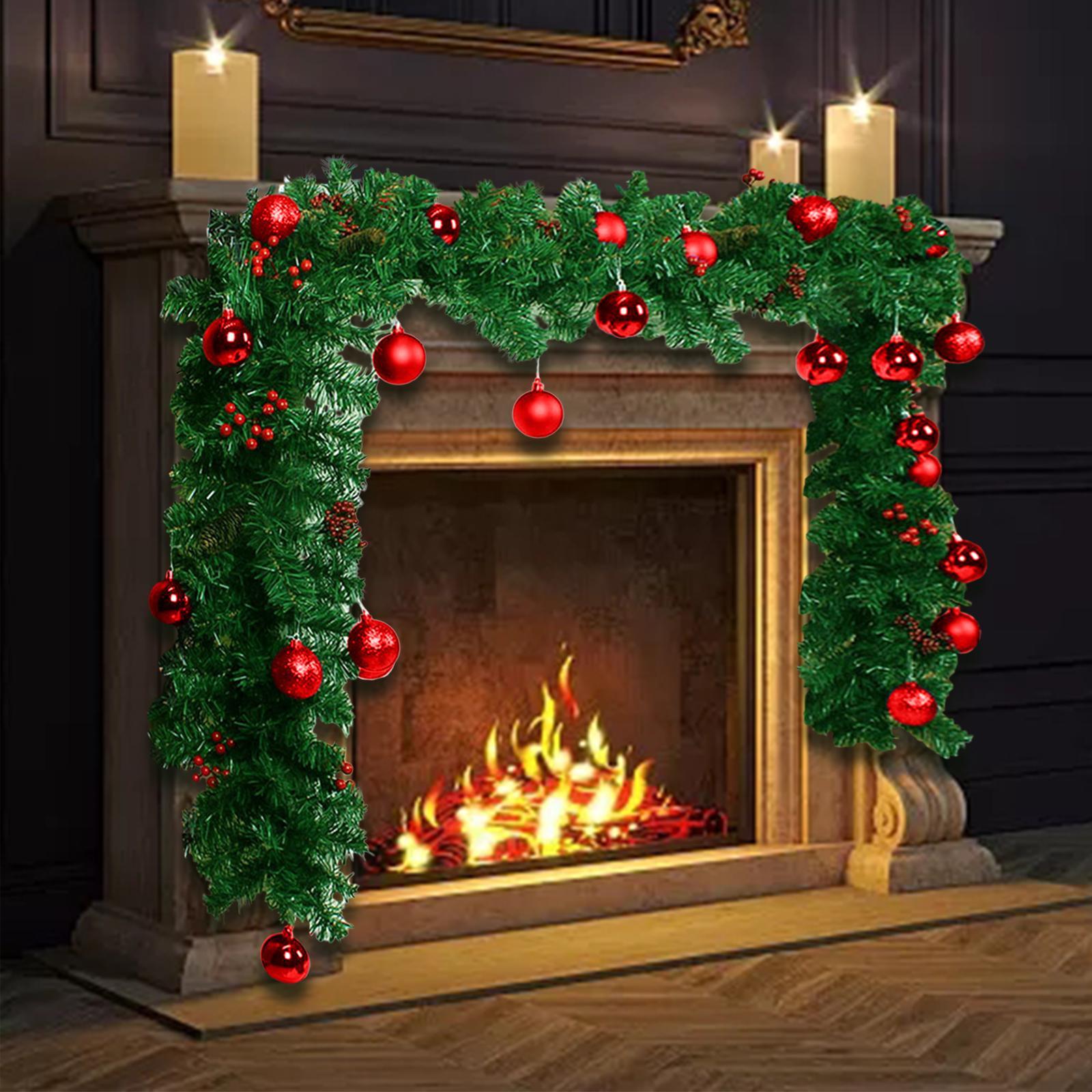 Christmas Garland Christmas Wreath Housewarming with Ball Ornaments Greenery Xmas Garland Holiday Garland for Balcony Outdoor