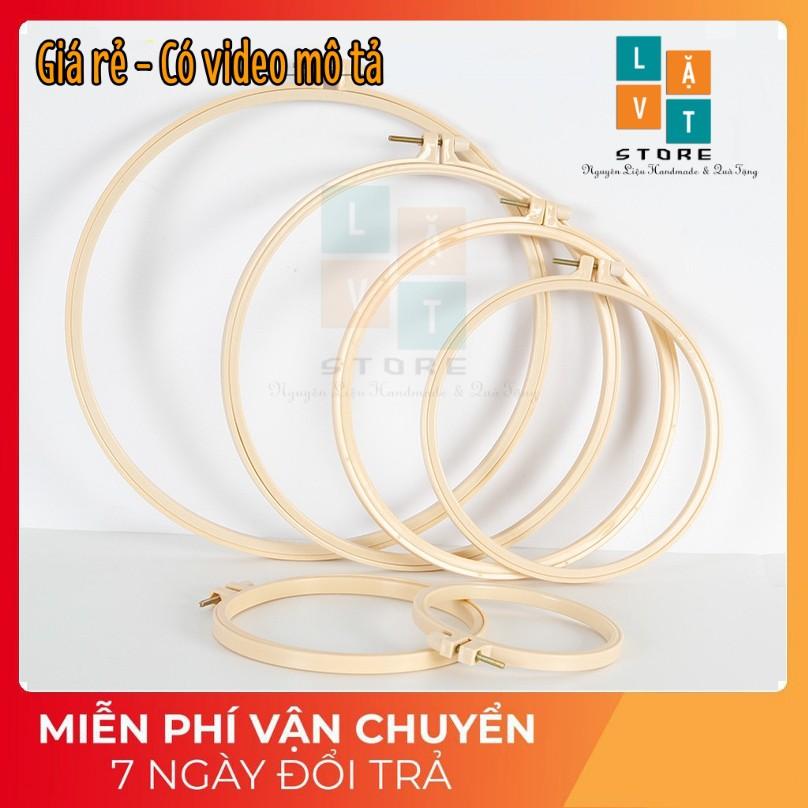 Khung thêu tròn giả tre bằng nhựa chắc chắn để đan, may vá