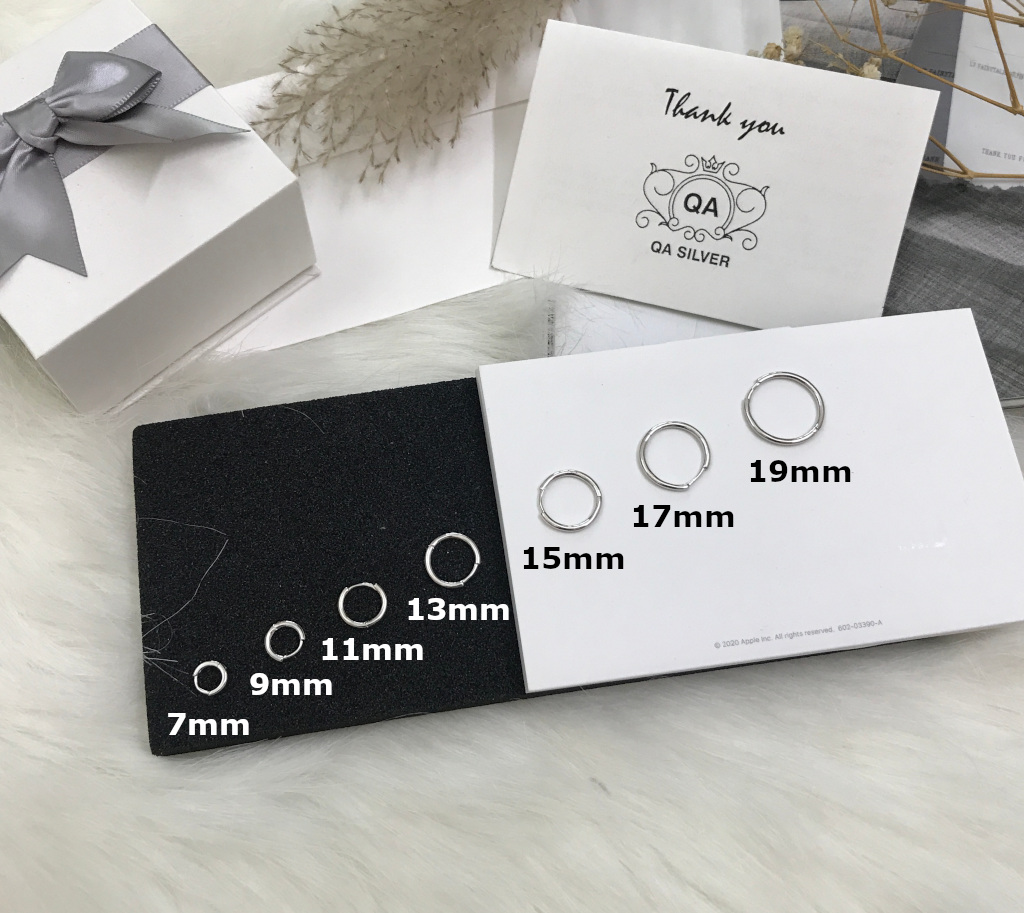 Khuyên tai bạc 925 tròn dày khớp mở bông nam nữ chốt lẫy tối giản S925 HOOP Silver Earrings QA SILVER EA190703