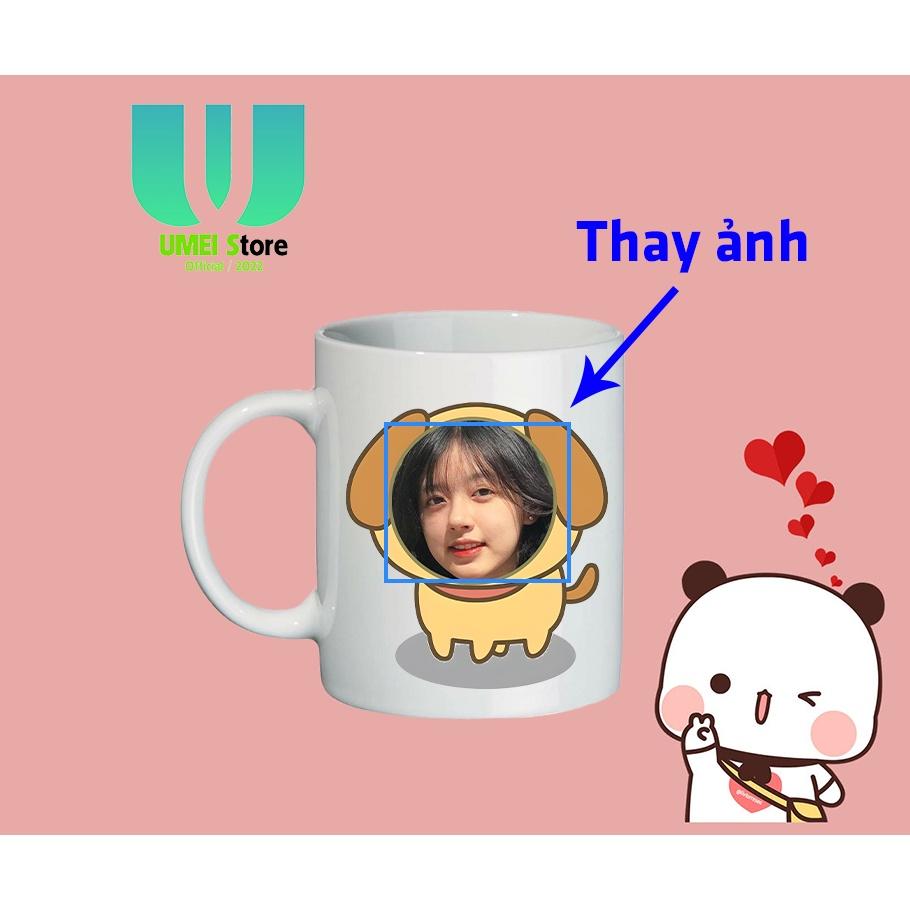 Cốc sứ in hình theo yêu cầu, Cốc Ghép Mặt Dễ Thương cốc tráng men dùng làm quà tặng, uống nước hàng ngày