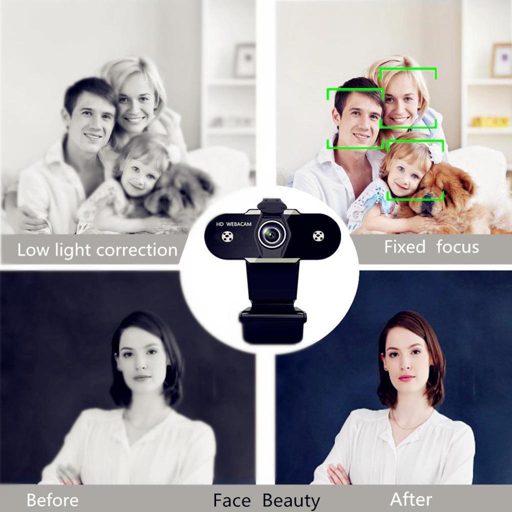 2X USB HD Webcam Web Cam Camera for PC Laptop Desktop Computer 1080P with Cover