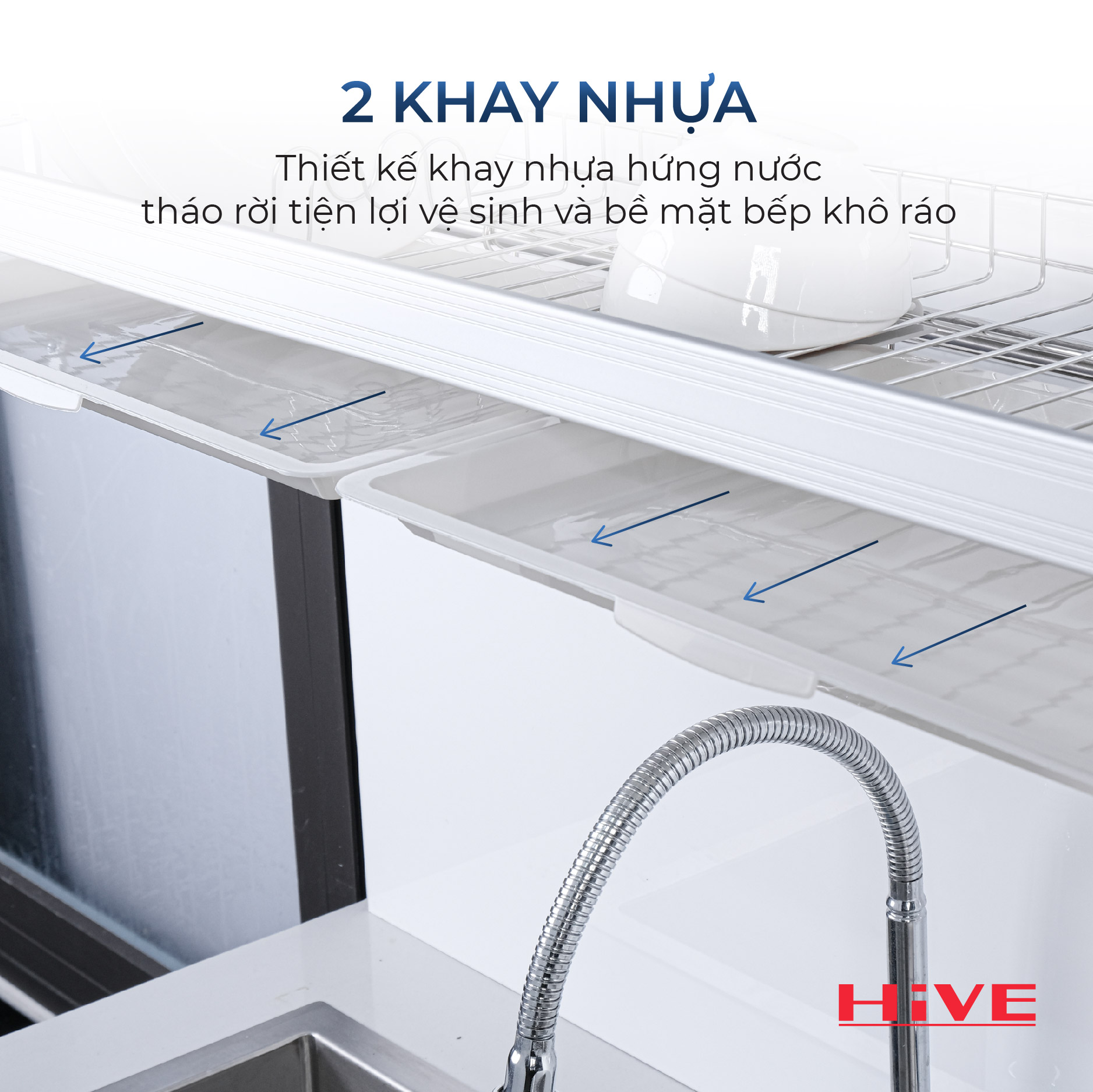 KỆ ÚP CHÉN BÁT TREO TỦ BẾP HiVE HIGH CLEAR 800