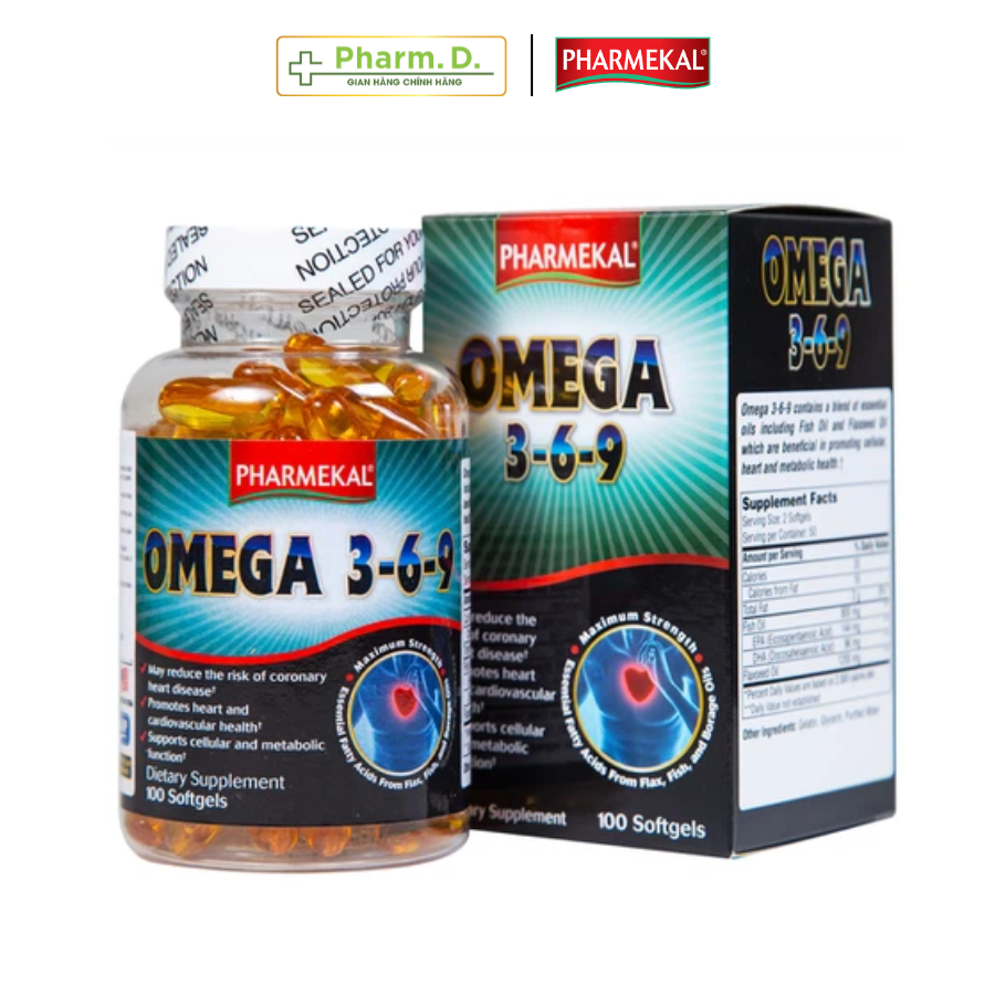 Viên Uống Dầu Cá Bổ Sung Omega 369 PHARMEKAL Giúp Bỗ Não, Mắt, Tốt Cho Tim Mạch, Tăng Sức Đề Kháng Cho Cơ Thể (100 Viên)