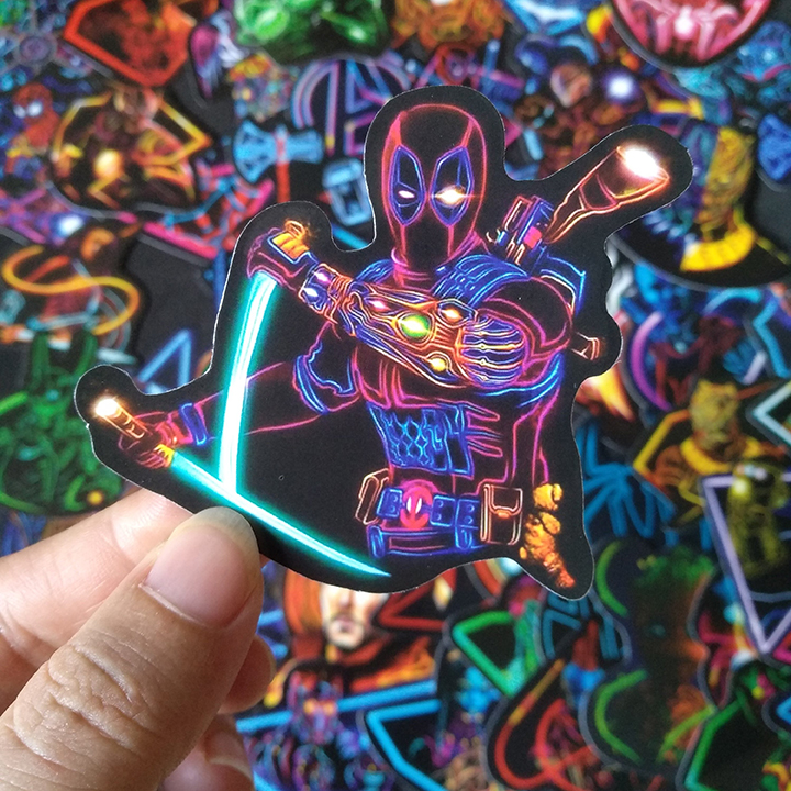 Bộ Sticker dán cao cấp chủ đề AVENGERS PHONG CÁCH ĐÈN NEON - Dùng dán Xe, dán mũ bảo hiểm, dán Laptop...