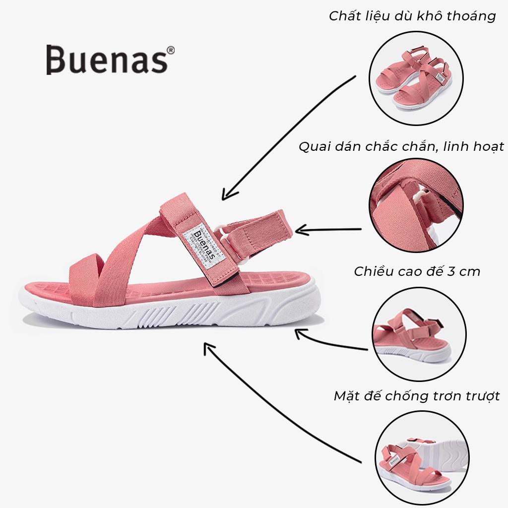 Giày sandal nam nữ unisex đi học quai ngang Buenas Sport S6 đế cao 3 phân
