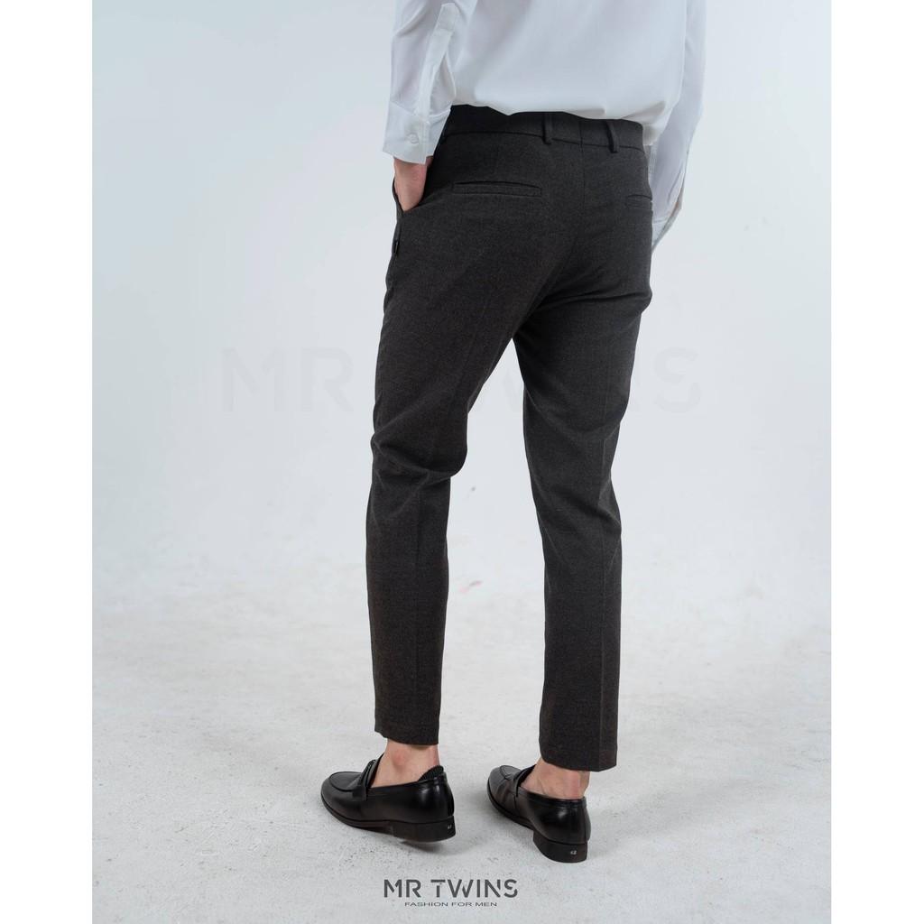 Quần Âu Nam Màu Xám Vải Cotton Nỉ Thương Hiệu Mr Twins