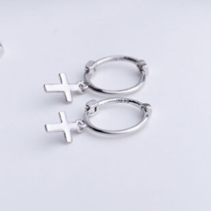 Khuyên Tai  Nữ  Bạc  925  hình trái tim, ngôi sao, thánh giá  xinh xắn