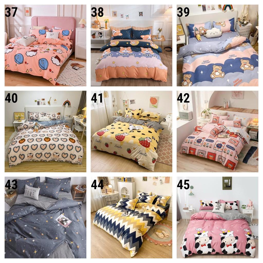TRỌN BỘ GA GỐI COTTON POLY ĐỦ MÀU SẮC, KÍCH THƯỚC, TRANG TRÍ PHÒNG NGỦ LỘNG LẪY-MẪU BÒ SỮA TIM